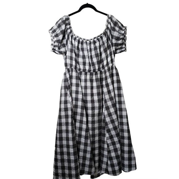 Torrid Peasant Midi Seersucker Gingham Midi Dress - Picture 10 of 10